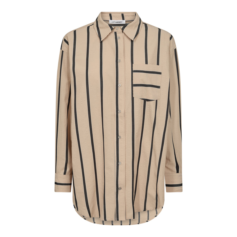 Cocouture - TessieCC Stripe Oversize Shirt - BeigeBlack