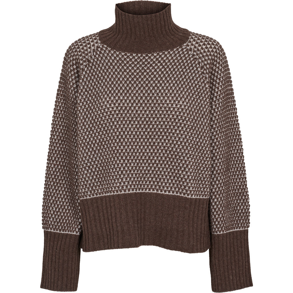 Basic Apparel - Line 2 farvet T-hals - Lysegrå melange / brun melange