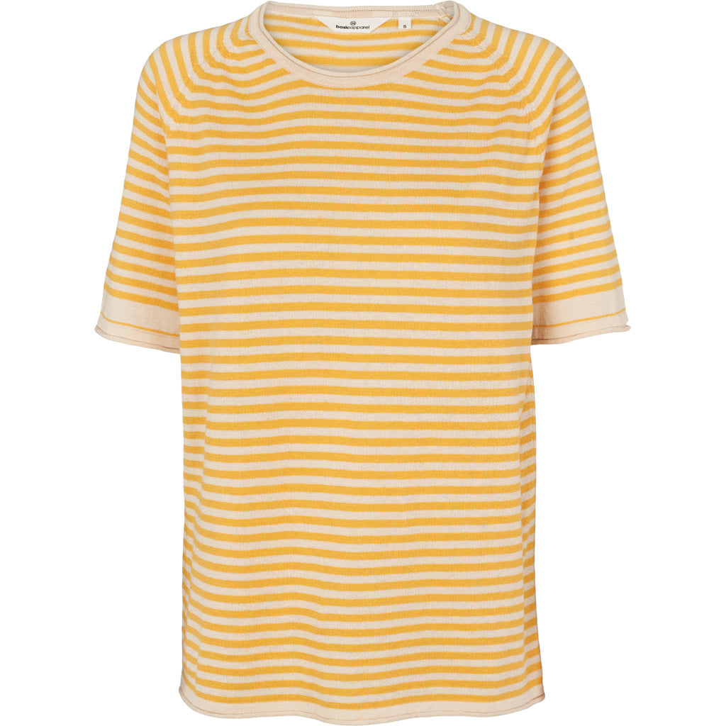 Basic Apparel - Soya SS Mini Stripe - Birch / artisans gold