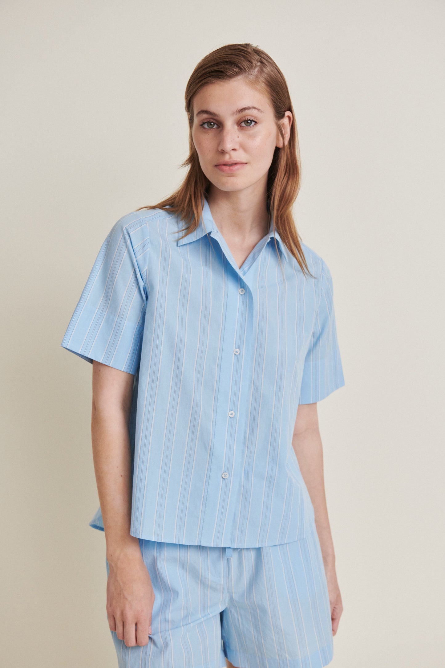 Basic Apparel - Marina SS Shirt - Airy blue / Lotus / Birch / Classic Blue