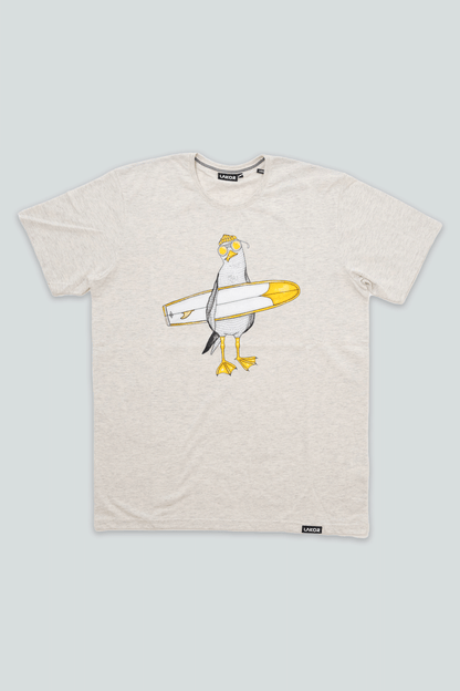 Lakor - Surfing Seagull T-shirt (Oatmeal melange) - Oatmeal Melange