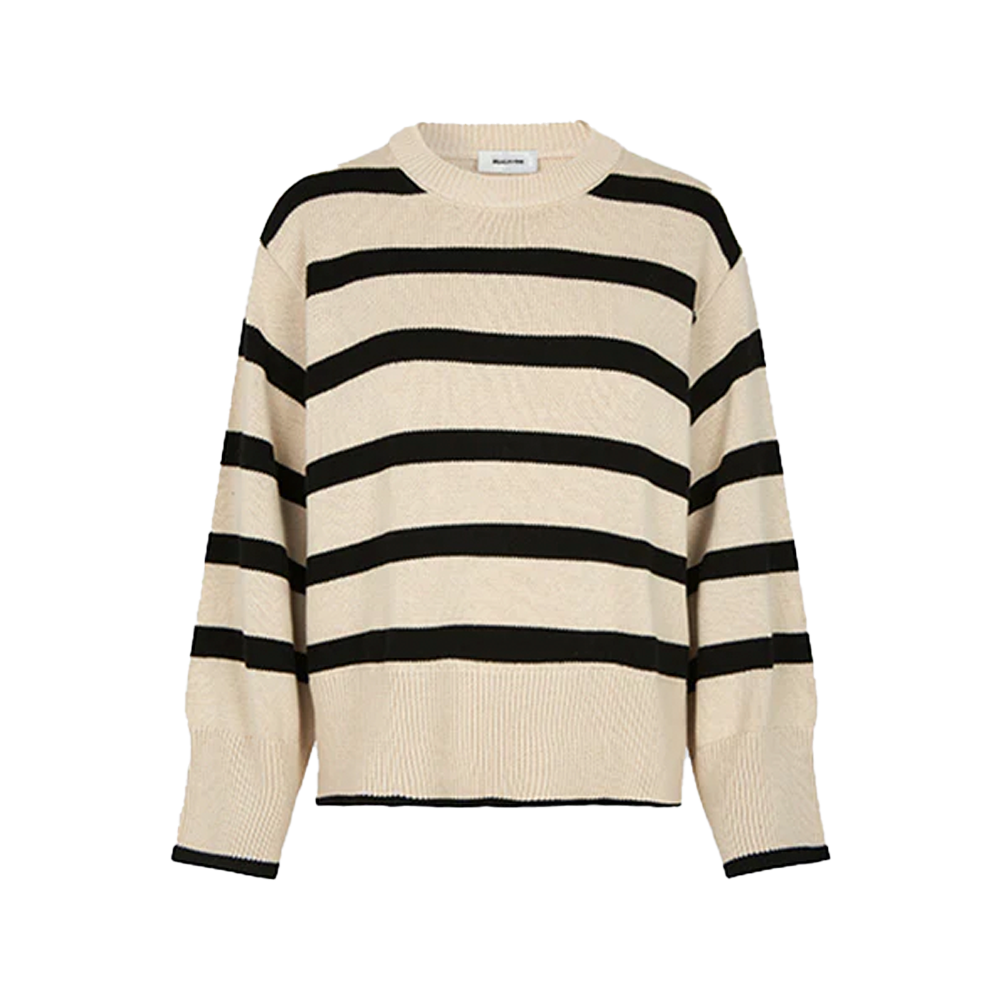 Modström - CorbinMD stripe o-neck - Black Summer Sand Stripe