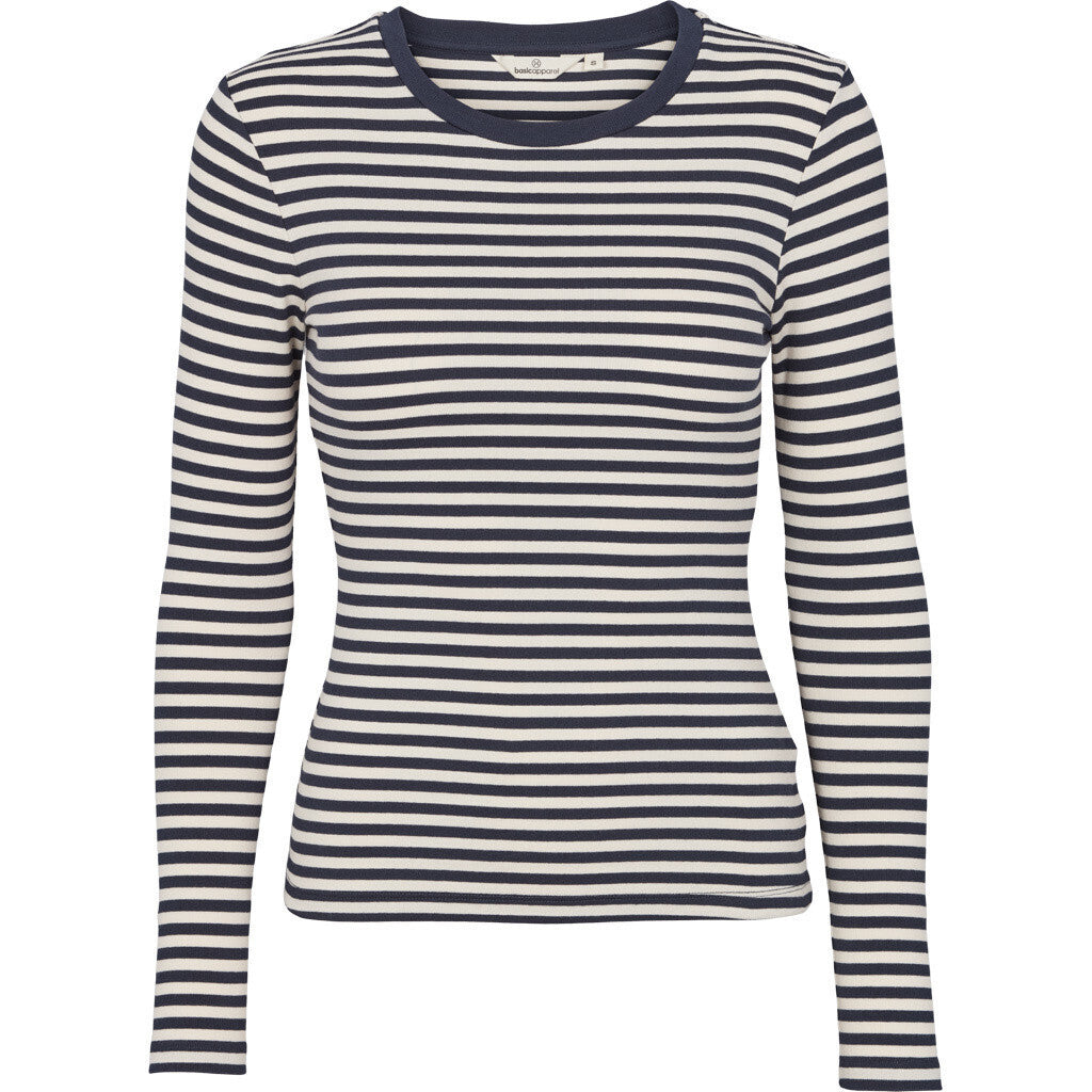 Basic Apparel - Ludmilla LS Tee GOTS - 500 Birch/Navy