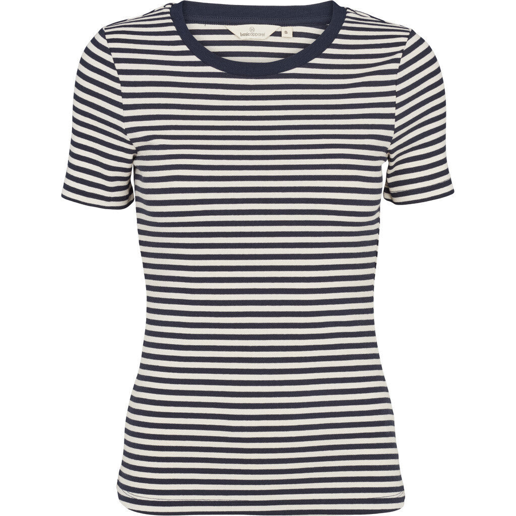 Basic Apparel - Ludmilla SS O-Neck GOTS - 500 Birch/Navy