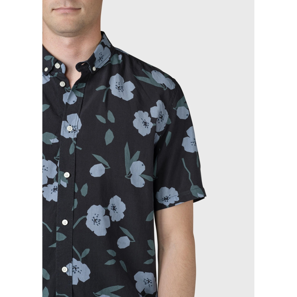 Klitmøller - Quentin Shirt - Black Bottom/Moss Green/Sky Blue Flowers