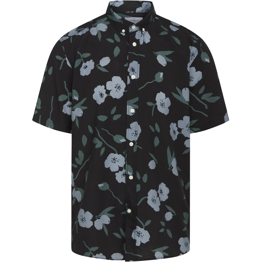 Klitmøller - Quentin Shirt - Black Bottom/Moss Green/Sky Blue Flowers