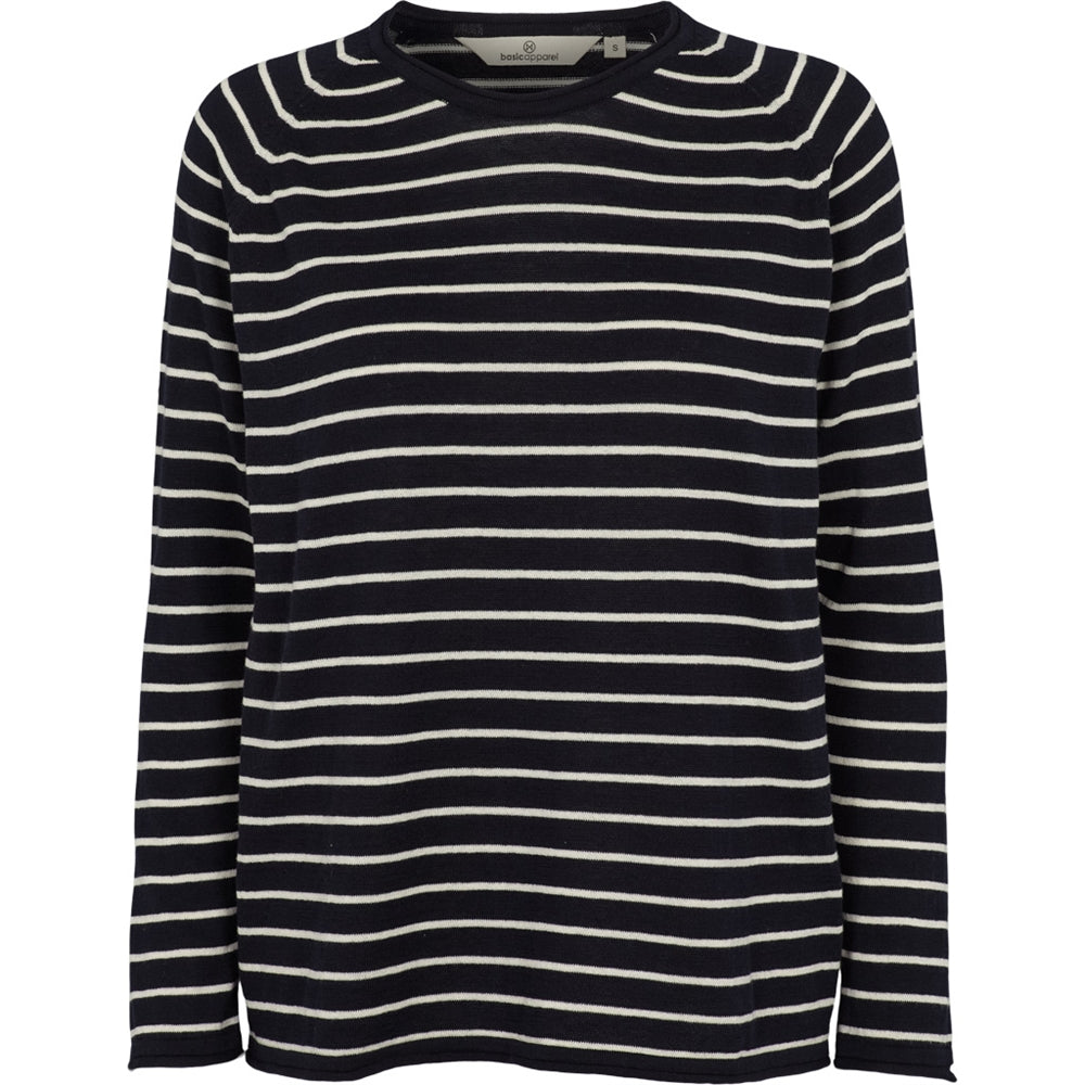 Basic Apparel - Soya Sweater Stripe - Navy/Whisper White