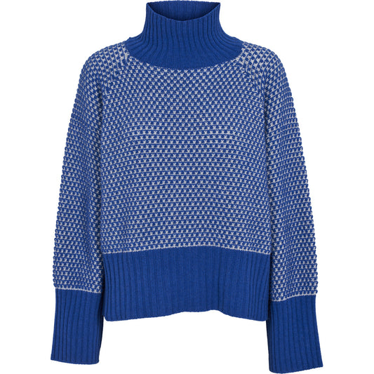 Basic Apparel - Line 2 farvet T-hals - Lysegrå Melange / Princess Blue
