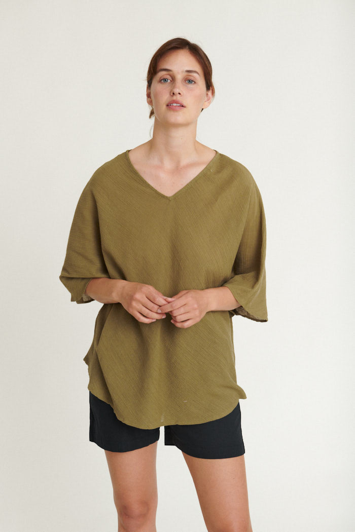 Basic Apparel - Simone Batwing Top - Martini Olive