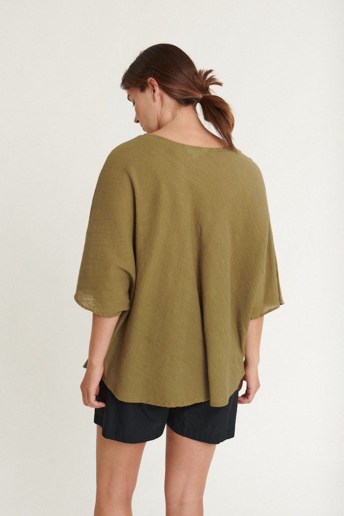 Basic Apparel - Simone Batwing Top - Martini Olive