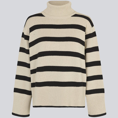 Modström - CorbinMD stripe t-neck - Black Summer Sand Stripe