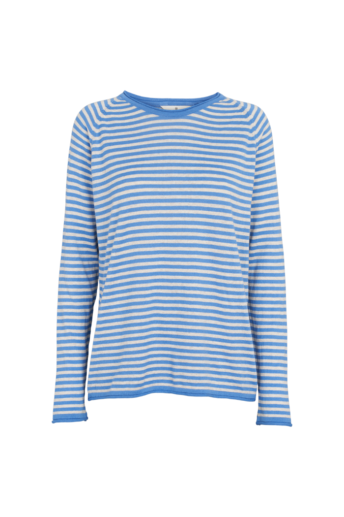 Basic Apparel Soya Mini Stripe Sweaters 556 Azure Blue/Natural Melange